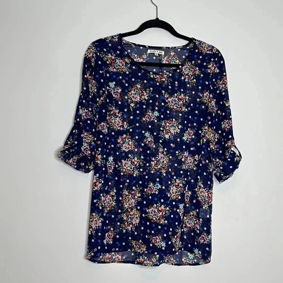 Truly 4 You Sheer Blue Floral Shirt - Picture 1 of 11